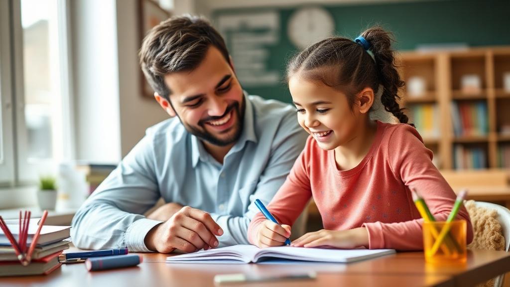 Parent helping child learn